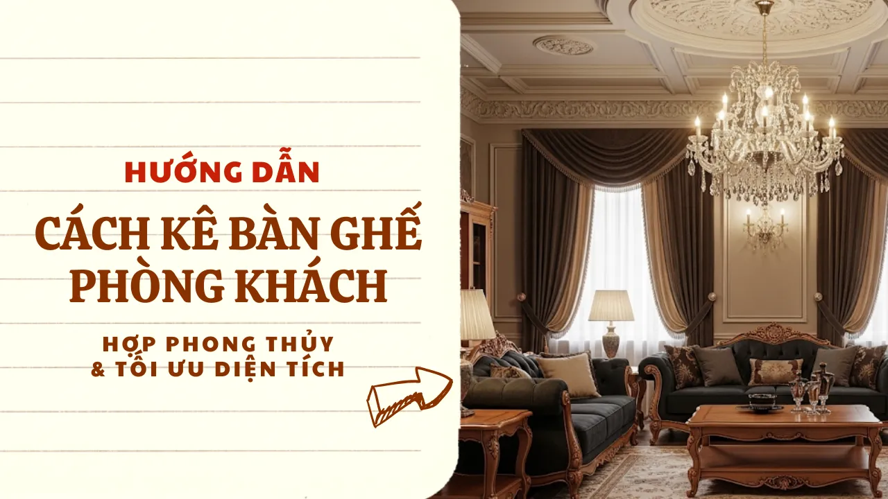 Cách kê bàn ghế phòng khách đẹp, hợp phong thủy & tối ưu mọi diện tích