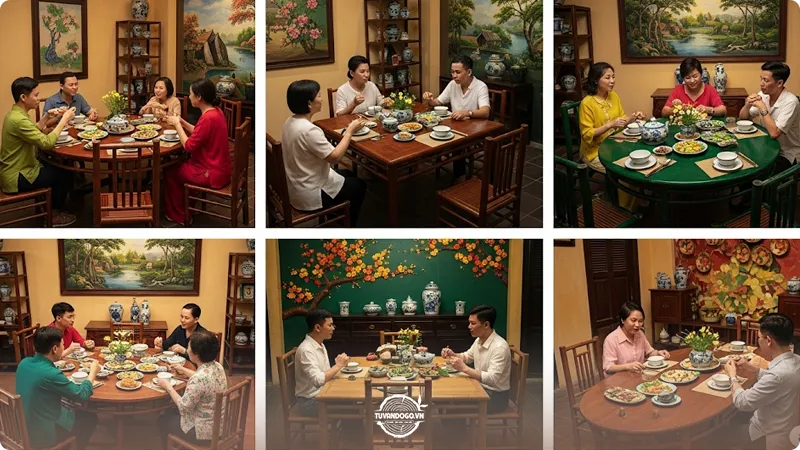 Các hình dáng và số lượng ghế bàn ăn