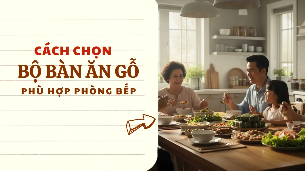Cách chọn bộ bàn ăn gỗ phù hợp phòng bếp [Diện tích & Phong cách] đẹp sang trọng
