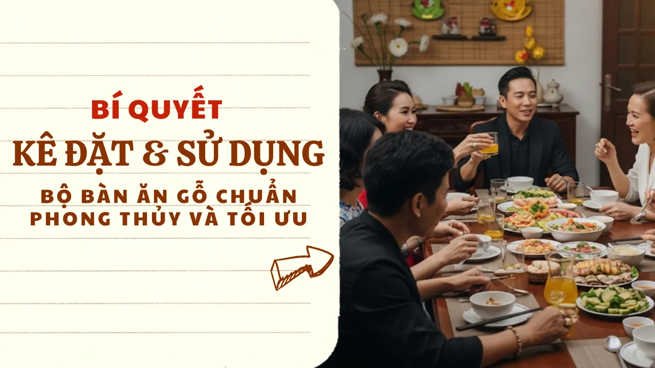 Bí quyết kê đặt & sử dụng bộ bàn ăn gỗ chuẩn phong thủy, tối ưu không gian bếp [thu hút tài lộc]