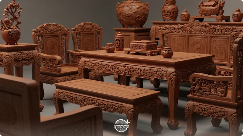 Bộ bàn ghế gỗ Sến