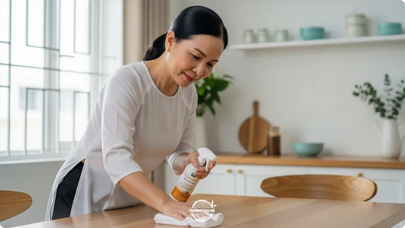 Cách vệ sinh và bảo quản bàn ăn gỗ tự nhiên đúng cách.