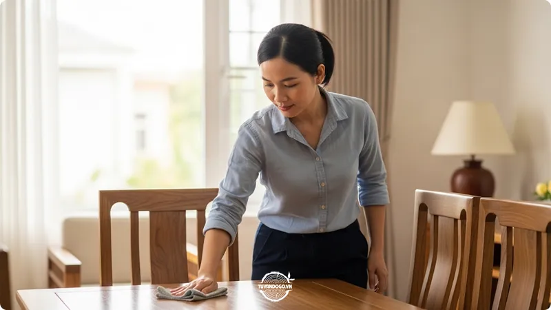 Cách bảo quản và vệ sinh bàn ghế gỗ phòng khách đúng cách