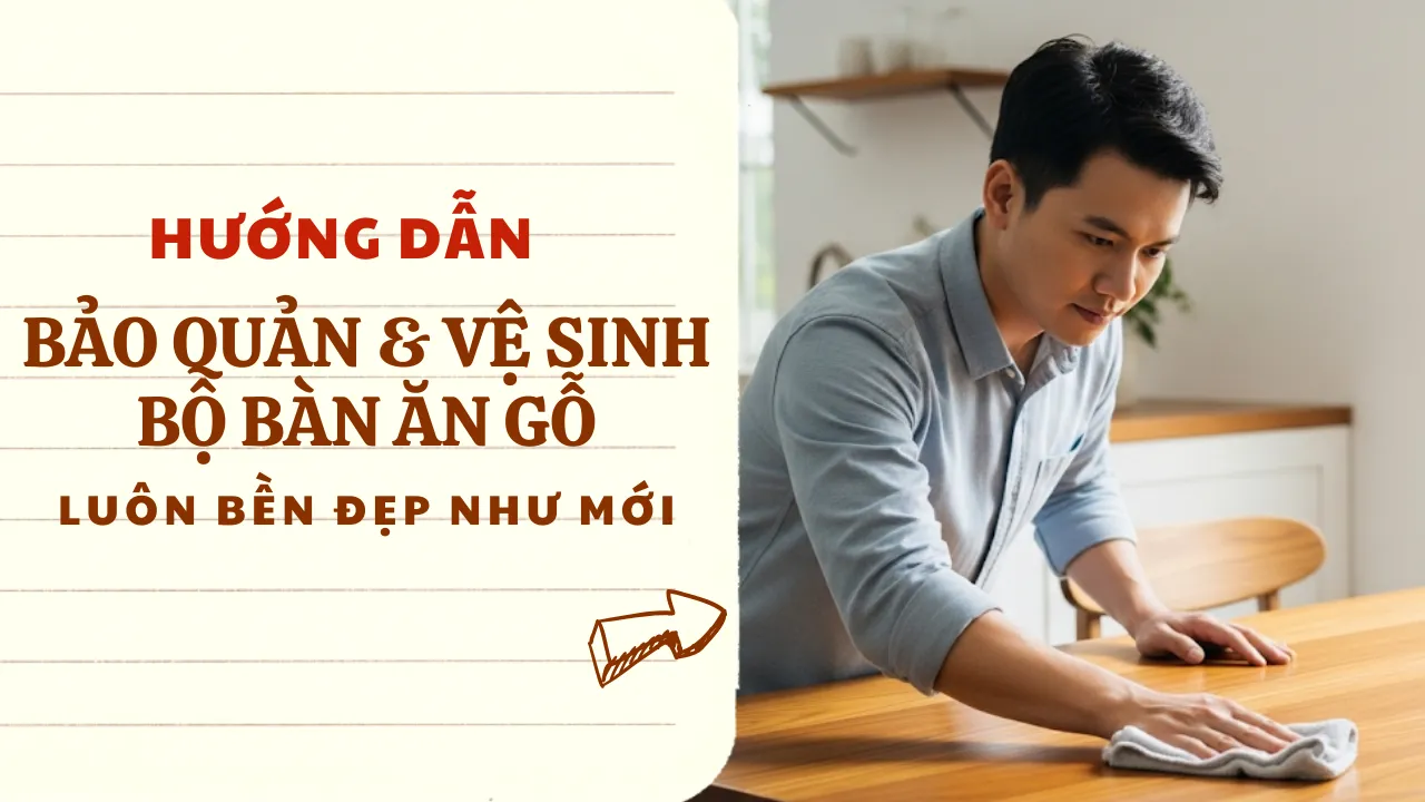 Hướng dẫn chi tiết bảo quản & vệ sinh bộ bàn ăn gỗ [Luôn Bền Đẹp Như Mới] 2025