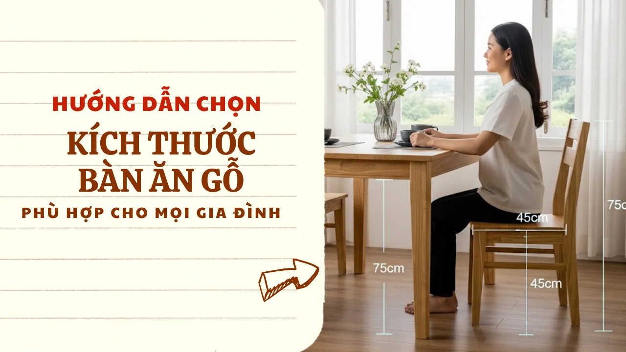 Kích thước bàn ăn gỗ tiêu chuẩn: Hướng dẫn chọn bàn phù hợp cho mọi gia đình
