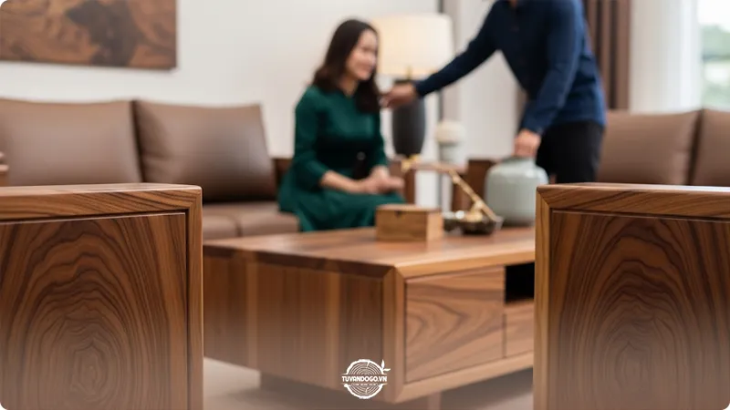 Nội thất gỗ Óc Chó sang trọng với vân gỗ độc đáo