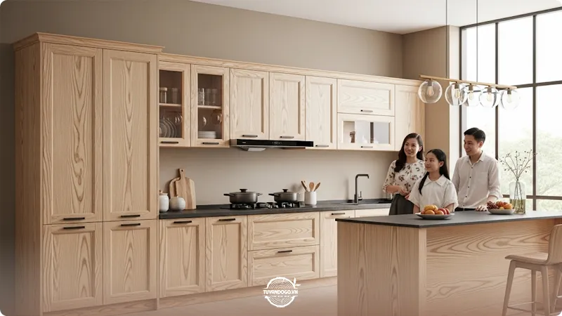 Tủ bếp gỗ Tần Bì hiện đại