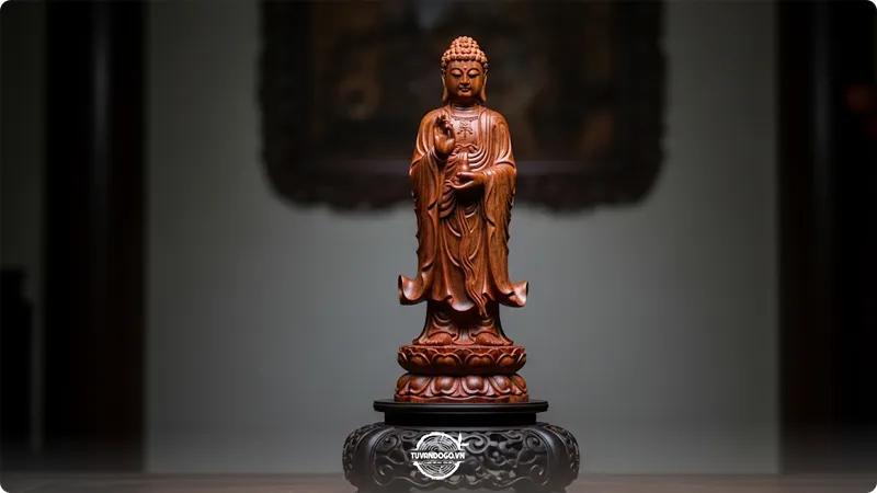 Tượng gỗ Hương điêu khắc tinh xảo mang ý nghĩa tâm linh