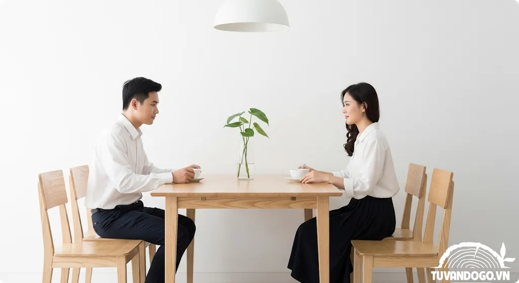 ban an go phong cach toi gian, minimalist, decor don gian`
