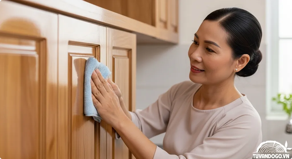 Hướng dẫn bảo quản và vệ sinh tủ bếp gỗ tự nhiên