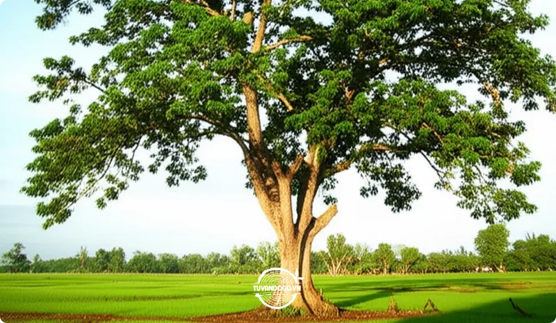 Cây xà cừ cổ thụ thân to tán rộng