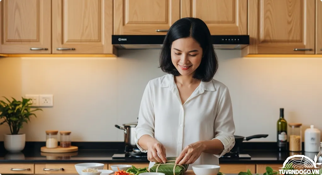 Kích thước tủ bếp dưới và trên phù hợp chiều cao người Việt