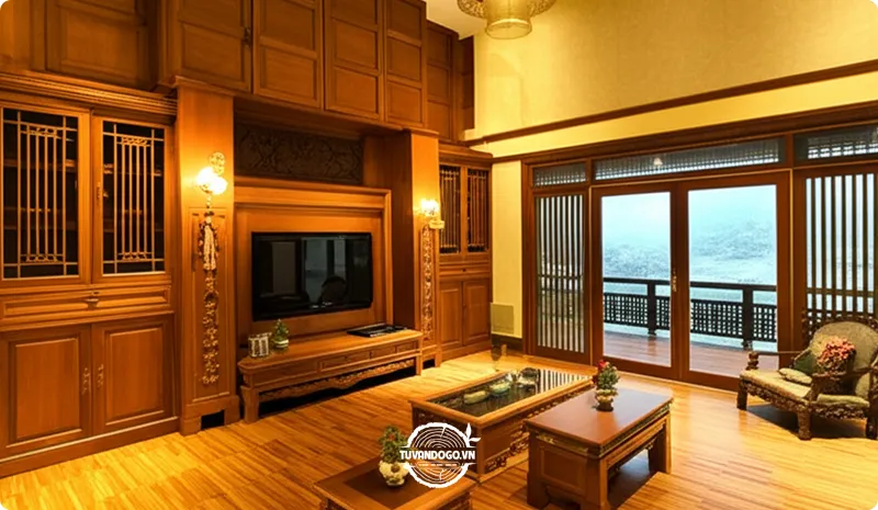 Không gian nội thất sang trọng với gỗ Pơ Mu