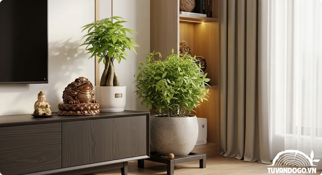 Tài vị phòng khách và vật phẩm phong thủy chiêu tài
