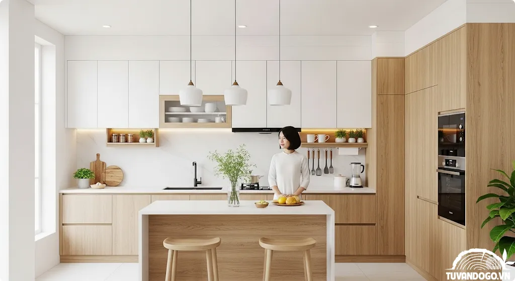 Xu hướng thiết kế tủ bếp gỗ hiện đại và tối giản cho chung cư Việt Nam